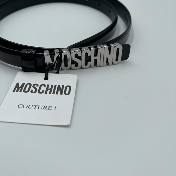 Moschino Silver + Patent Leather Black Belt - Picture 2 of 4